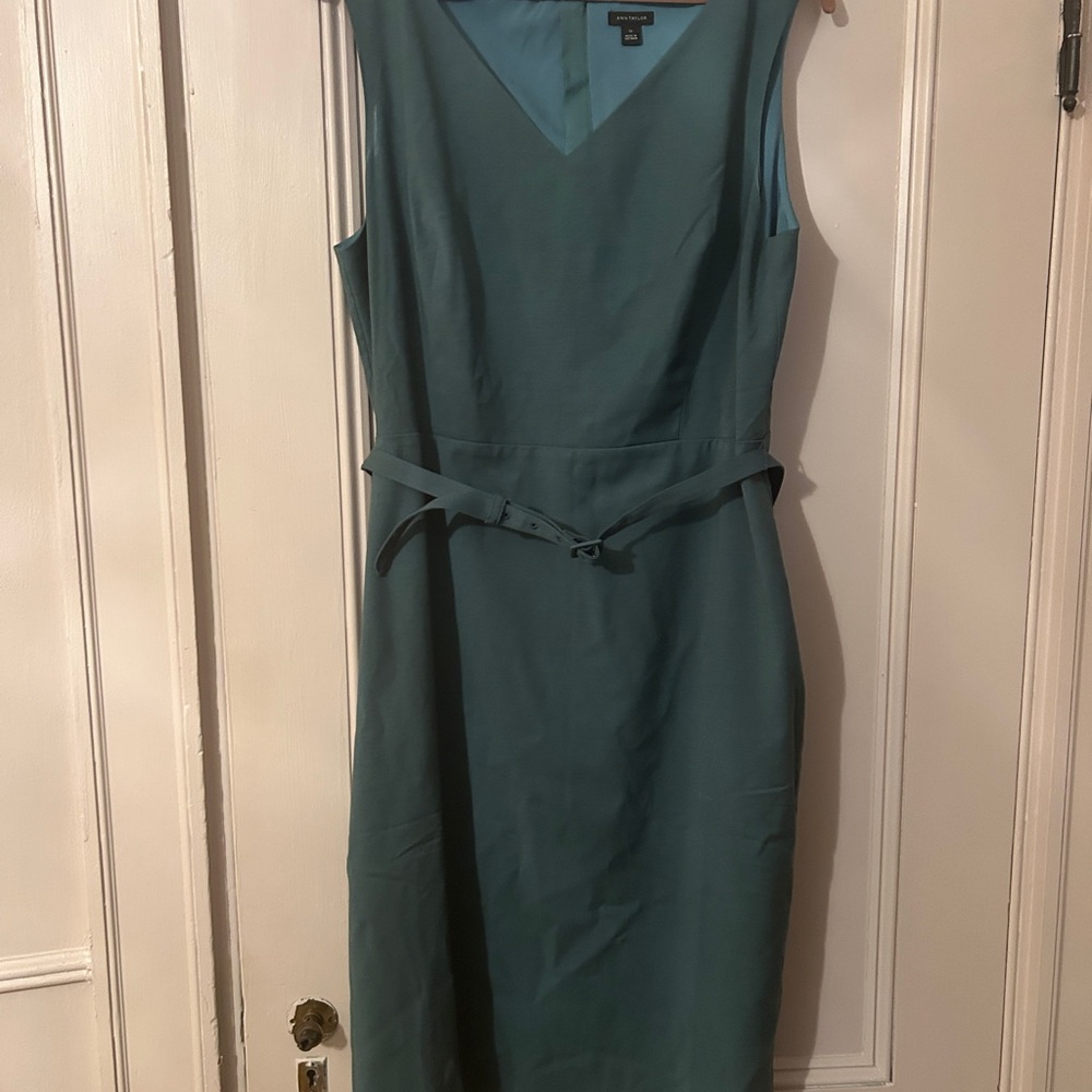 Ann Taylor Teal Midi Dress with Belt